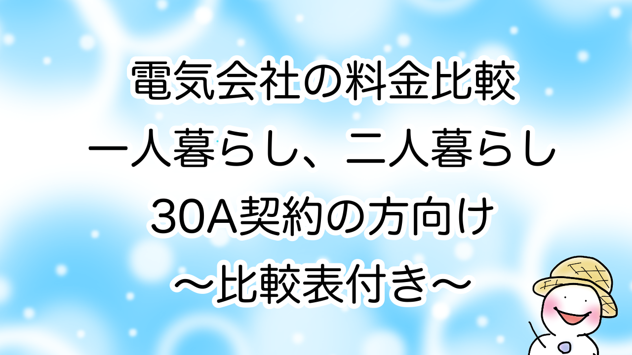 電気会社の料金比較 一人暮らし 二人暮らし ３０a契約の方向け 比較表付き 残暑の雪だるま